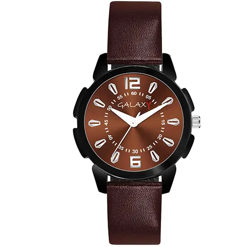 Galaxy Butterfly Women's Collection Analog Watch With Brown Leather Strap, Brown Dial & Black Case