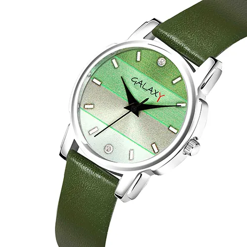Green Ombre Analog Watch with Diamond Accents