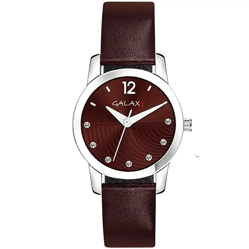 Brown Dial Faux Leather Strap Watch