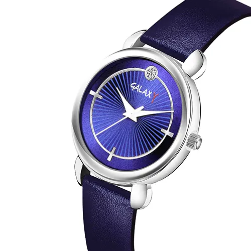 Galaxy Blue Analog Watch with Sunray Dial and Diamond Accents