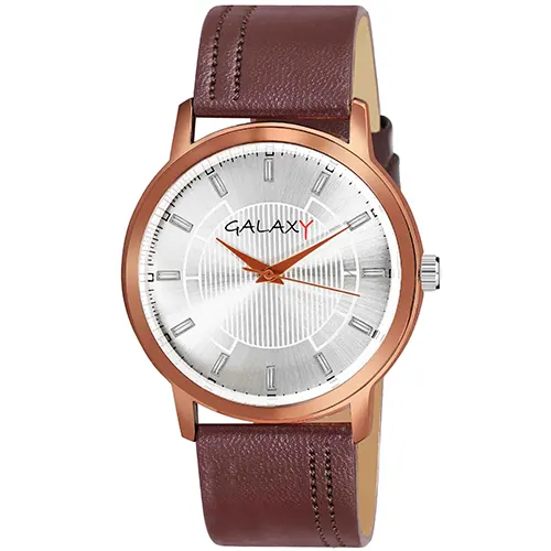 Brown Minimalist Silver Dial Watch
