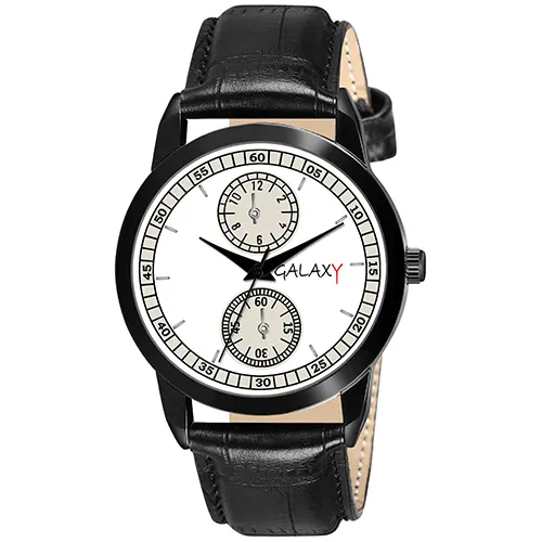 Black faux Leather Watch