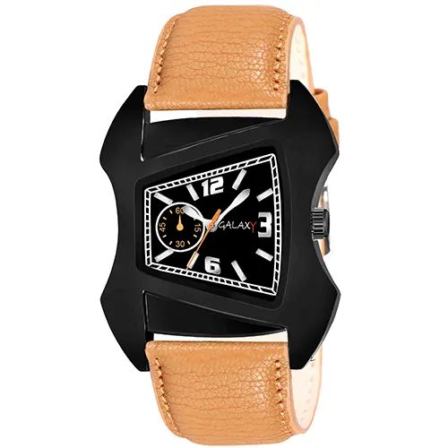 Modern Geometric Black Leather Watch