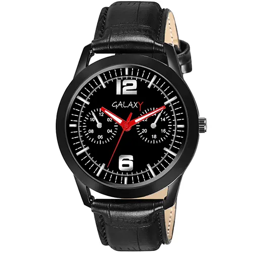 Vegas Black Leather Watch