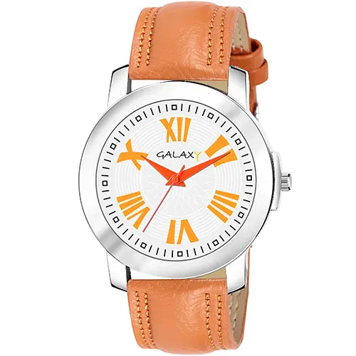White Dial Faux Leather Watch