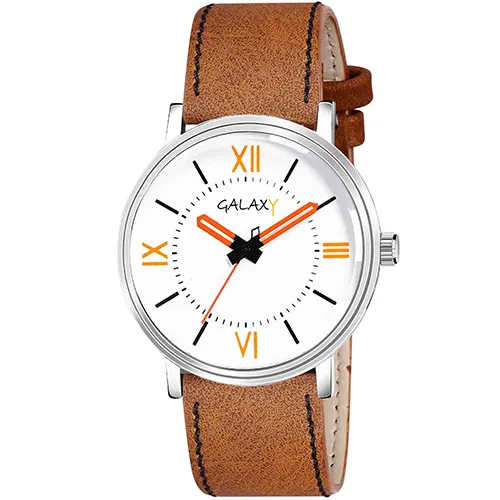 Roman Numeral Dial Brown Leather Watch