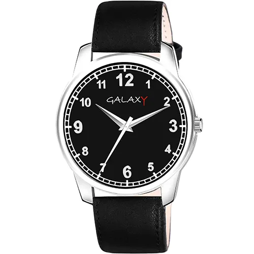 Classic Black Dial Leather Watch