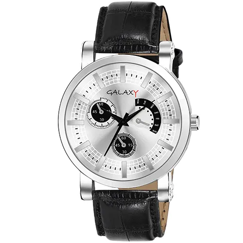 Chronograph Silver Dial Leather Watch