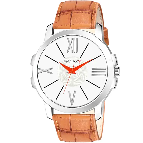 Roman Numeral White Dial Faux Leather Watch