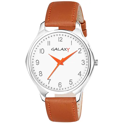 Classic White Dial Orange Leather Watch