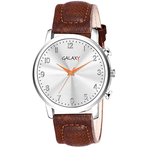 Classic Silver Dial Brown Leather Watch