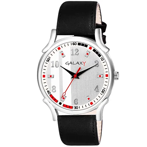Dual Tone Silver Dial Faux Leather Watch