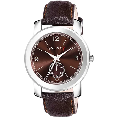 Galaxy Brown Dial Faux Leather Watch