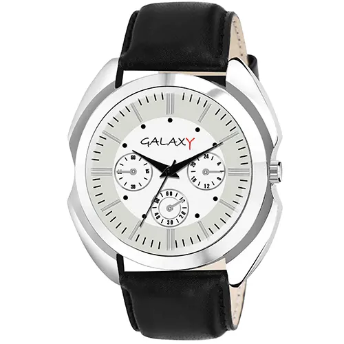 Silver Dial Faux Leather Watch