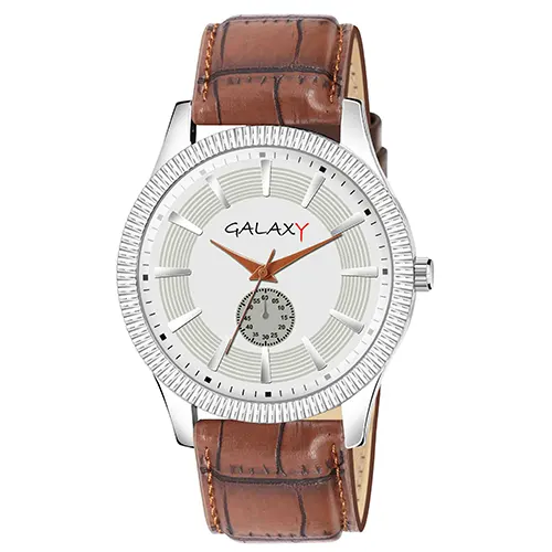 Classic Silver Dial Brown Leather Watch
