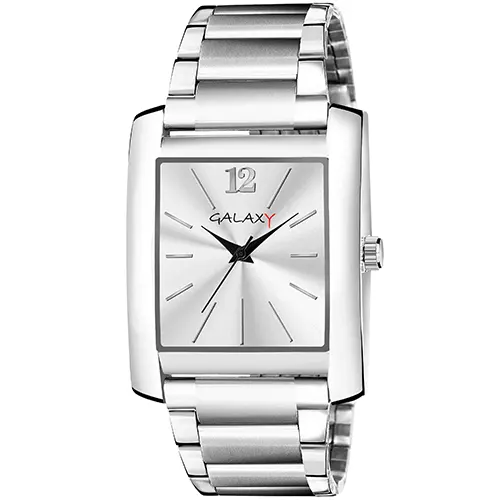 Men's Analog Watch rectangular design with a white dial