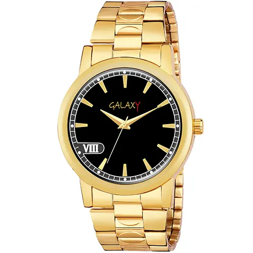 Gold-Tone Finish Luxurious Black dial watch