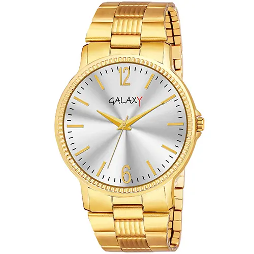 Galaxy Gold-Tone Watch with Silver Dial
