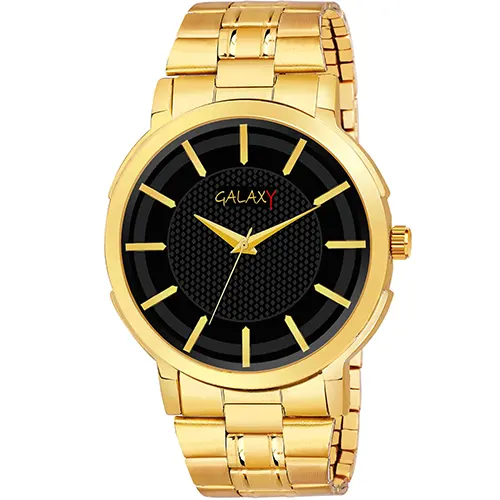 Galaxy Gold-Toned Watch with Black Dial
