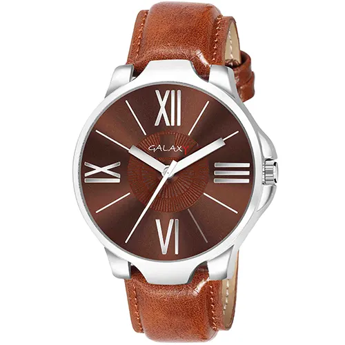 Men's Classic Brown Dial Analog Watch with Roman Numerals