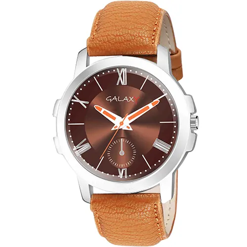 Men's Classic Brown Dial Analog Watch with Roman Numerals