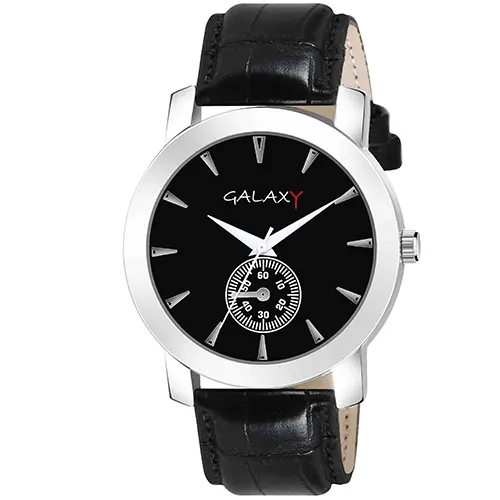 Men's Classic Black Dial Analog Watch with Mat Silver Accents