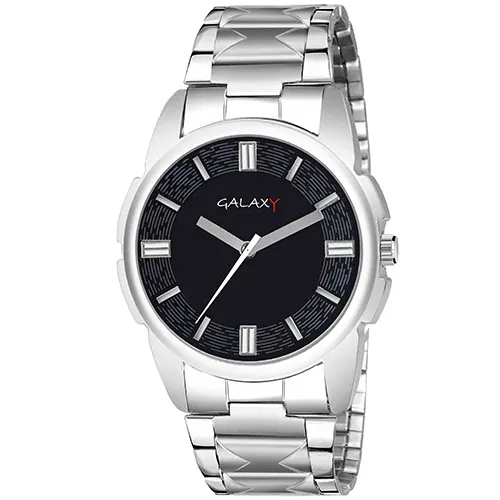Galaxy Silver Watch with Black Dial