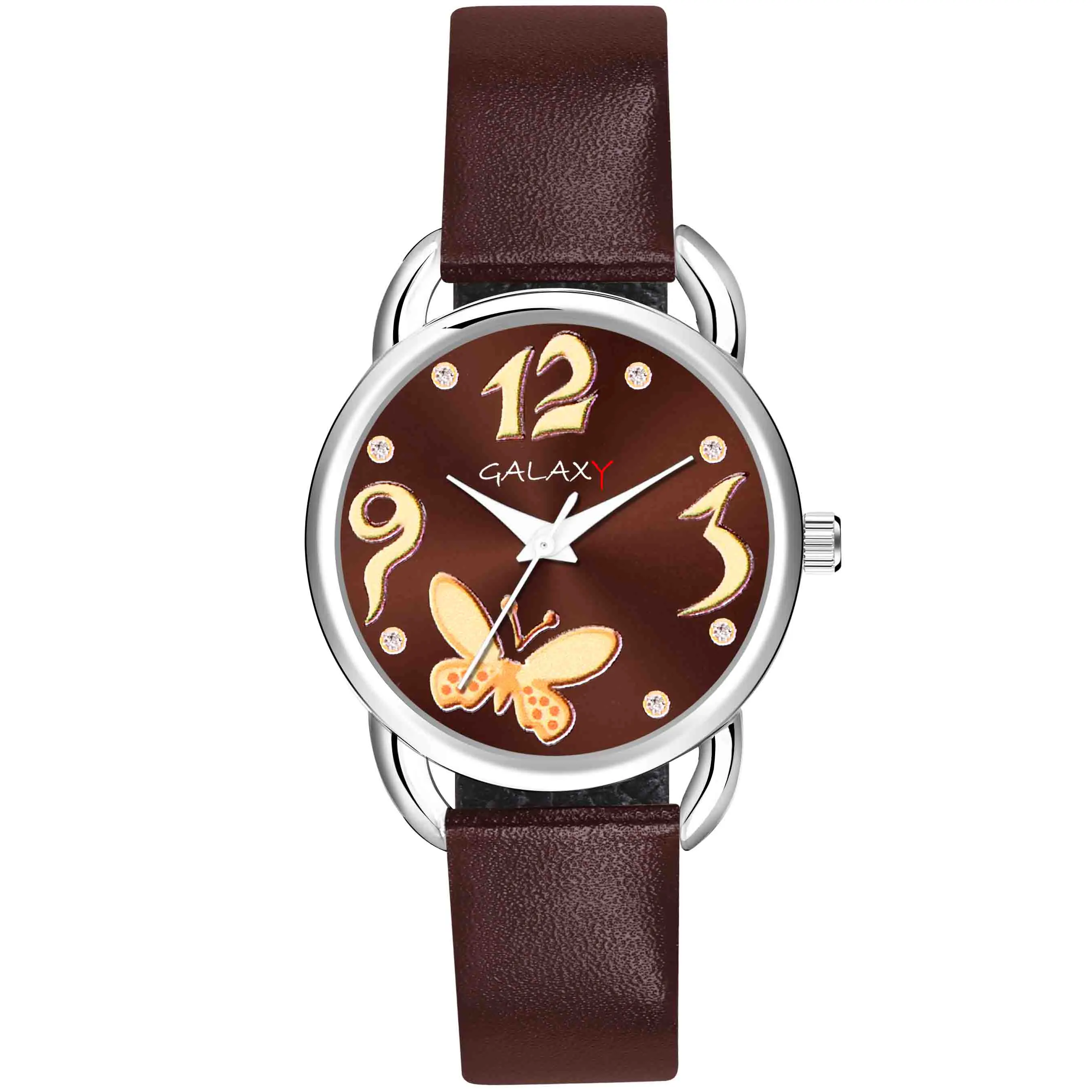 Brown Faux Leather Strap Watch