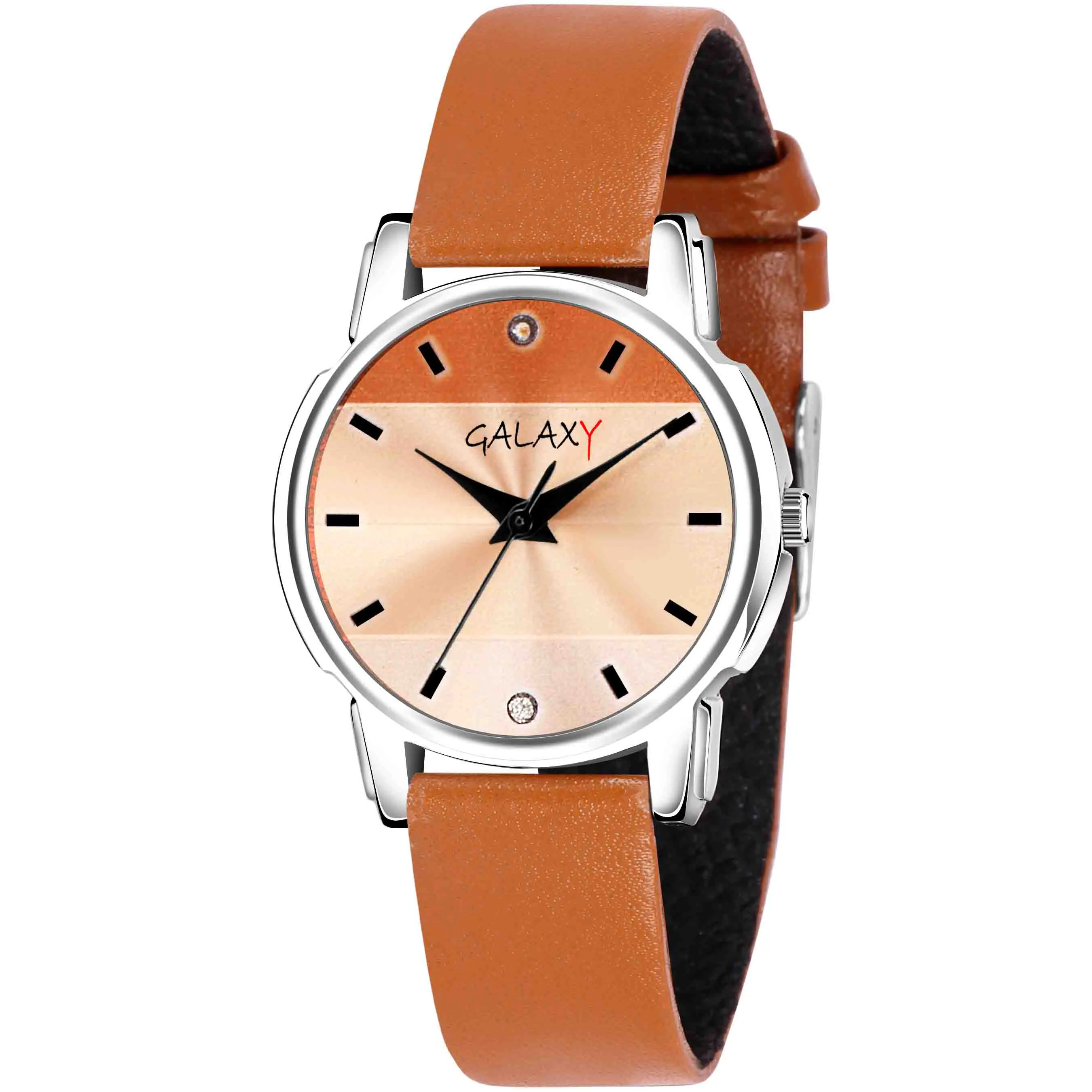 Orange Analog Watch with Striped Dial