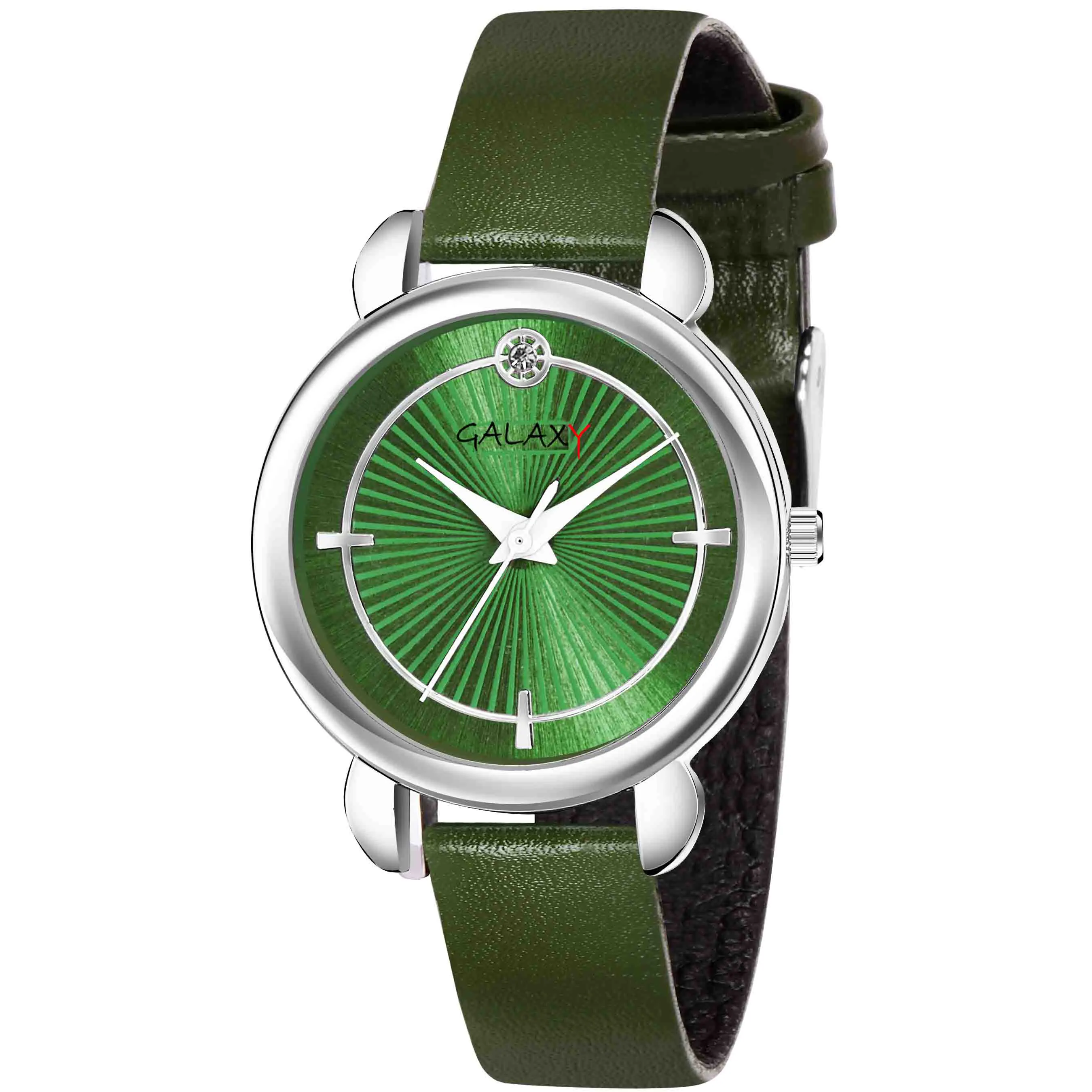 Green Dial Leather Strap Watch