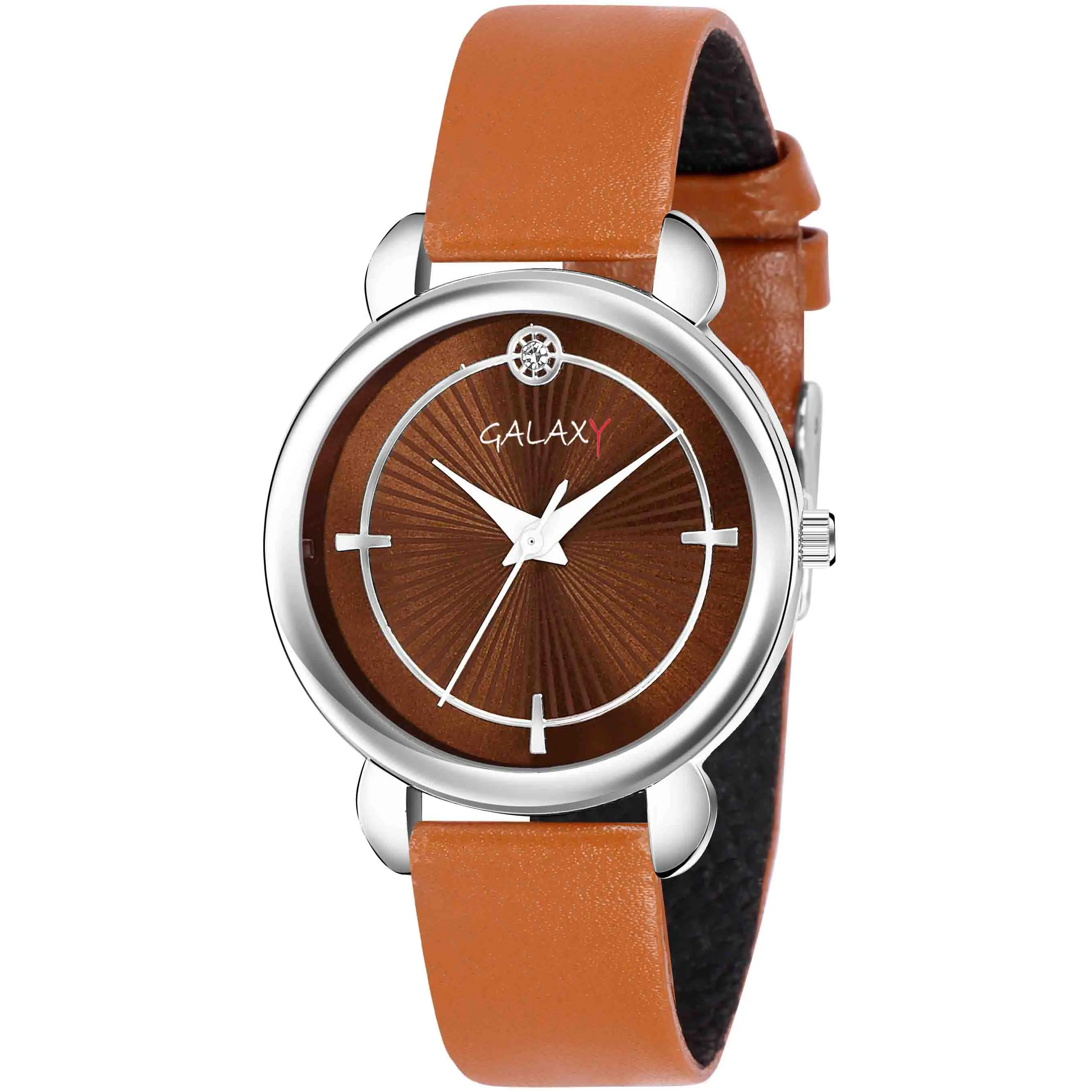 Orange Dial Leather Strap Watch
