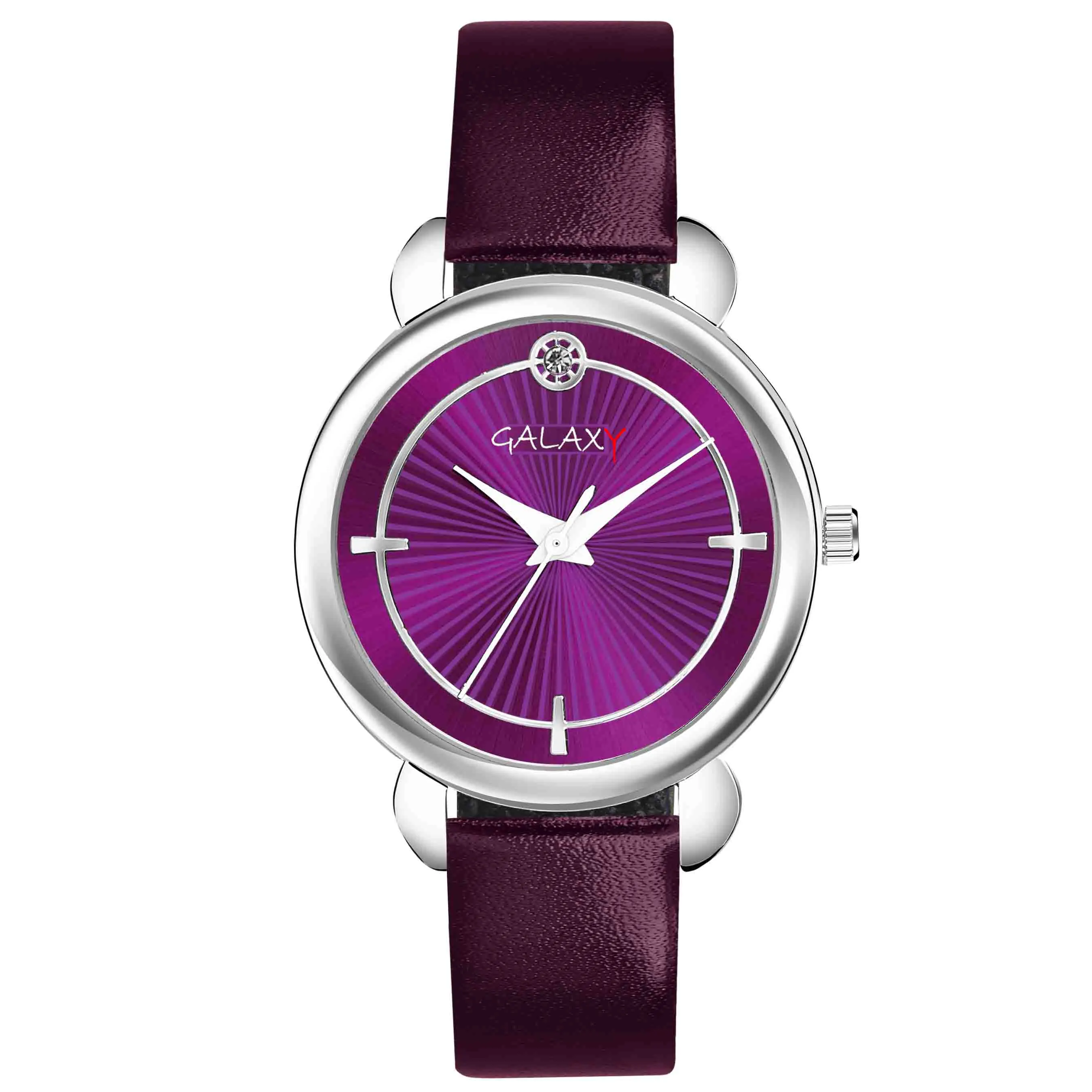 Purple Dial Leather Strap Watch