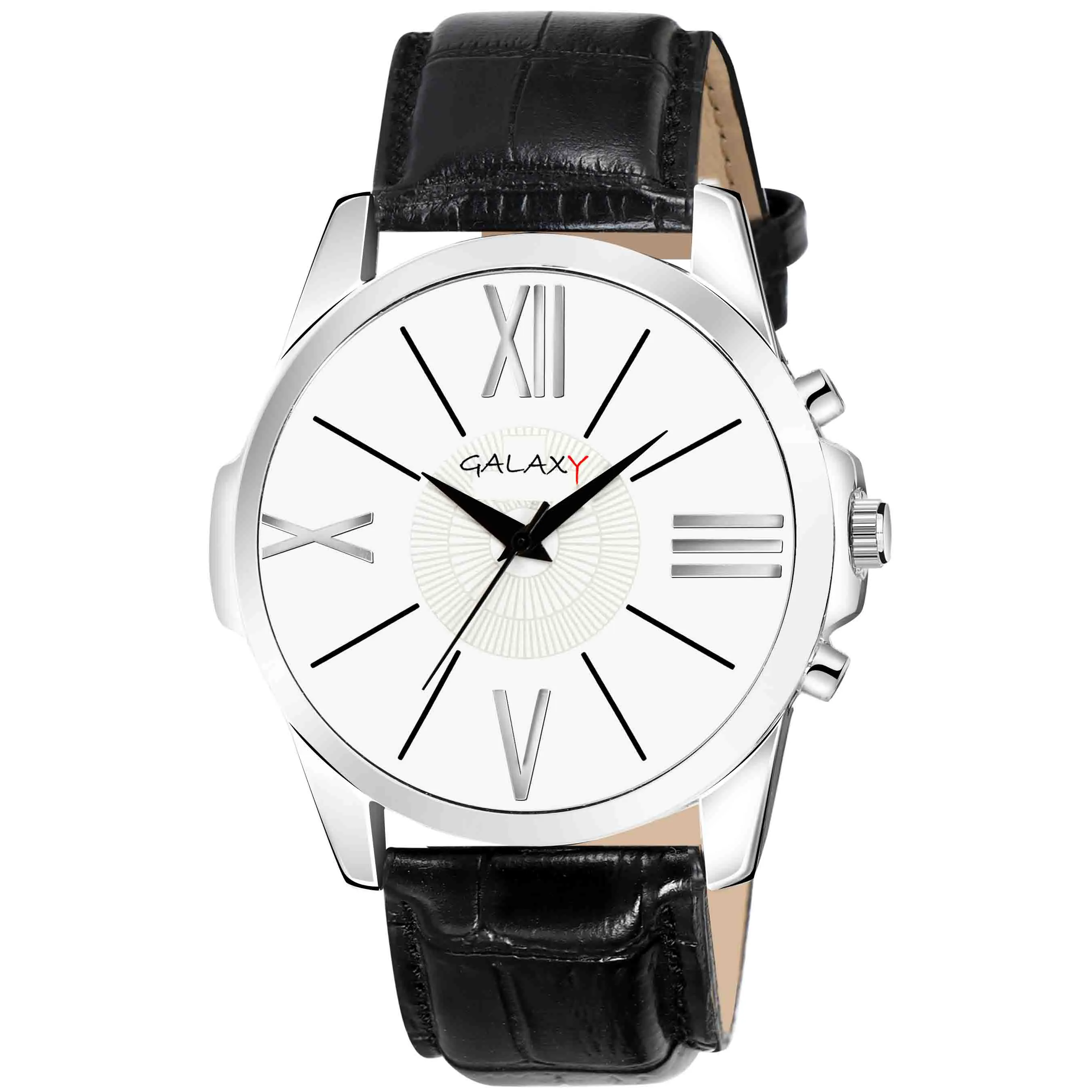 Roman Numeral White Dial Leather Watch