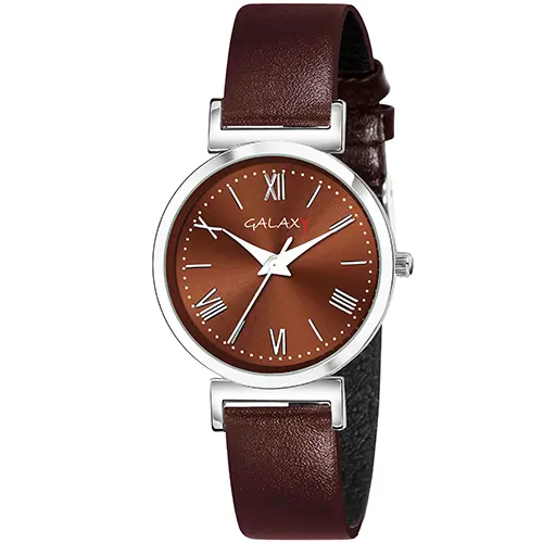 Classic Brown Dial Faux Leather Strap Watch