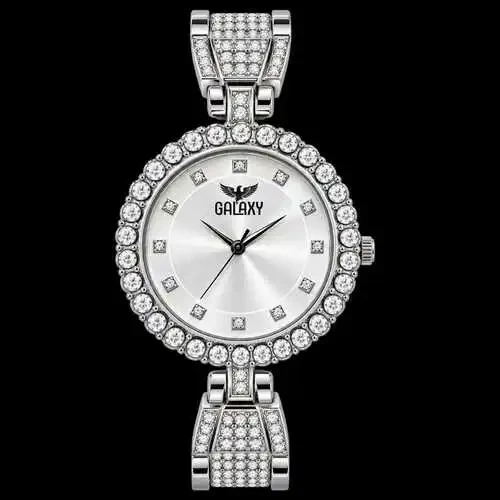 Galaxy Pristine Silver Dimond Watch
